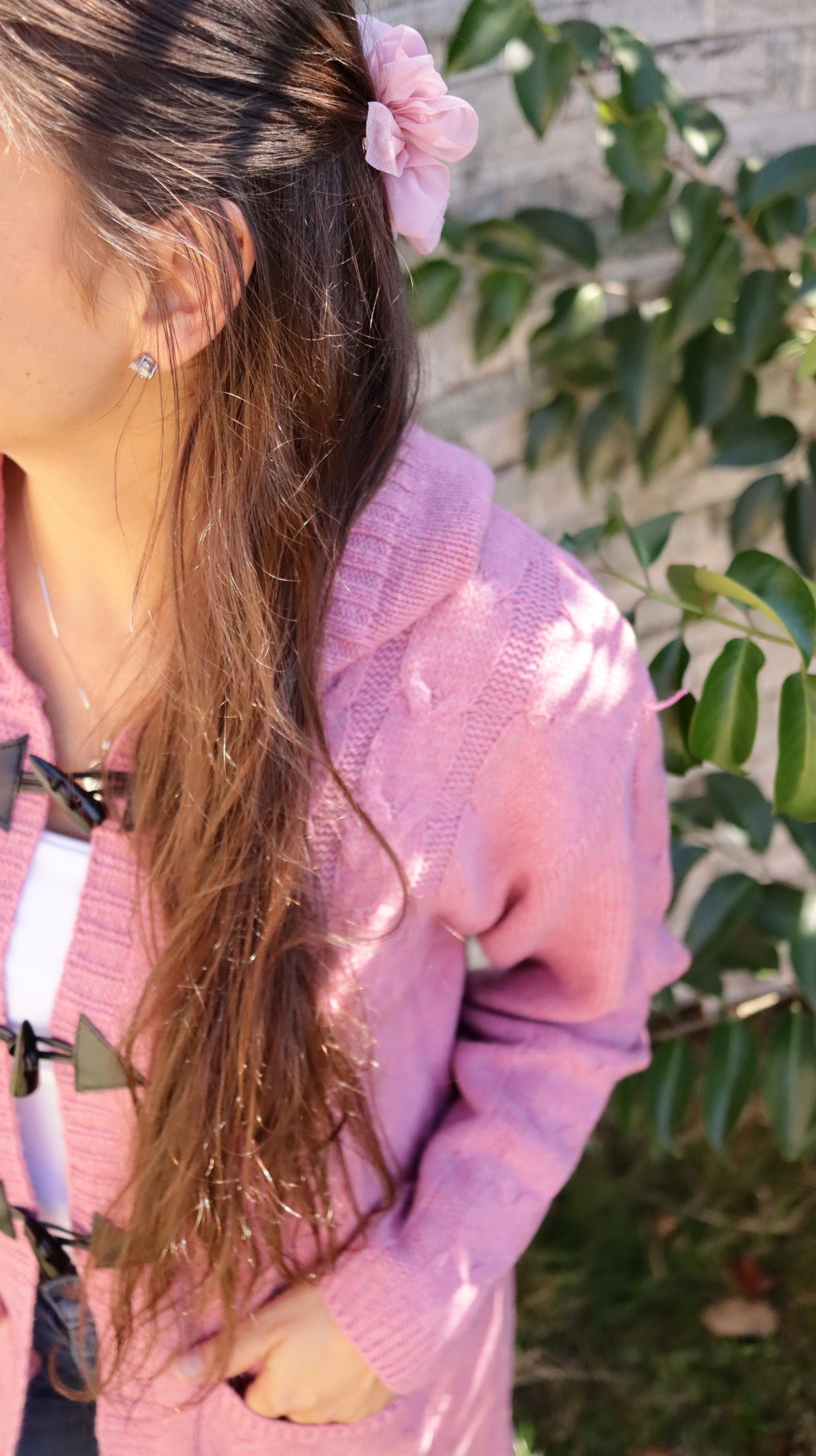 Cardigan Rosa Viejo con Capucha