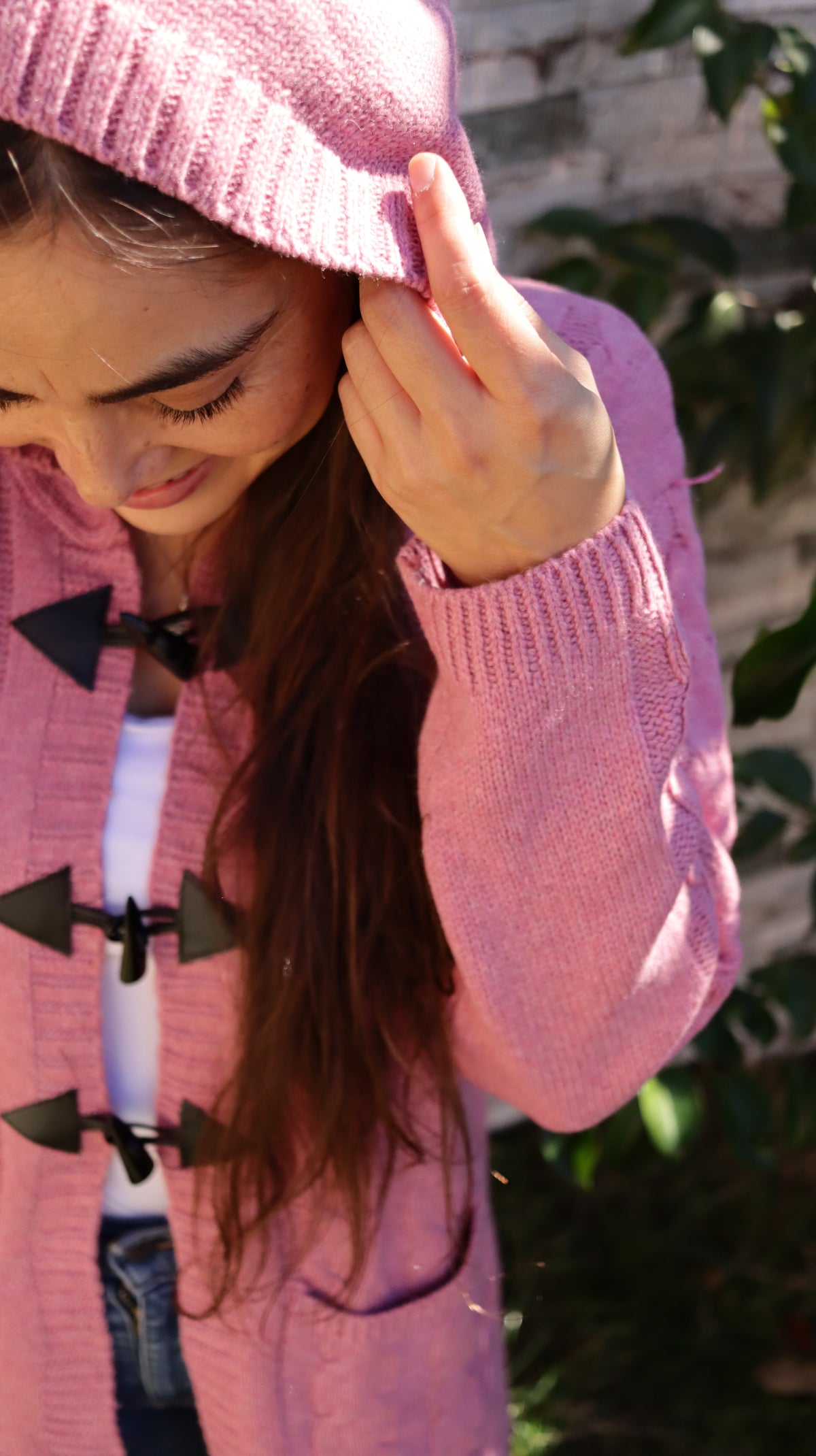 Cardigan Rosa Viejo con Capucha