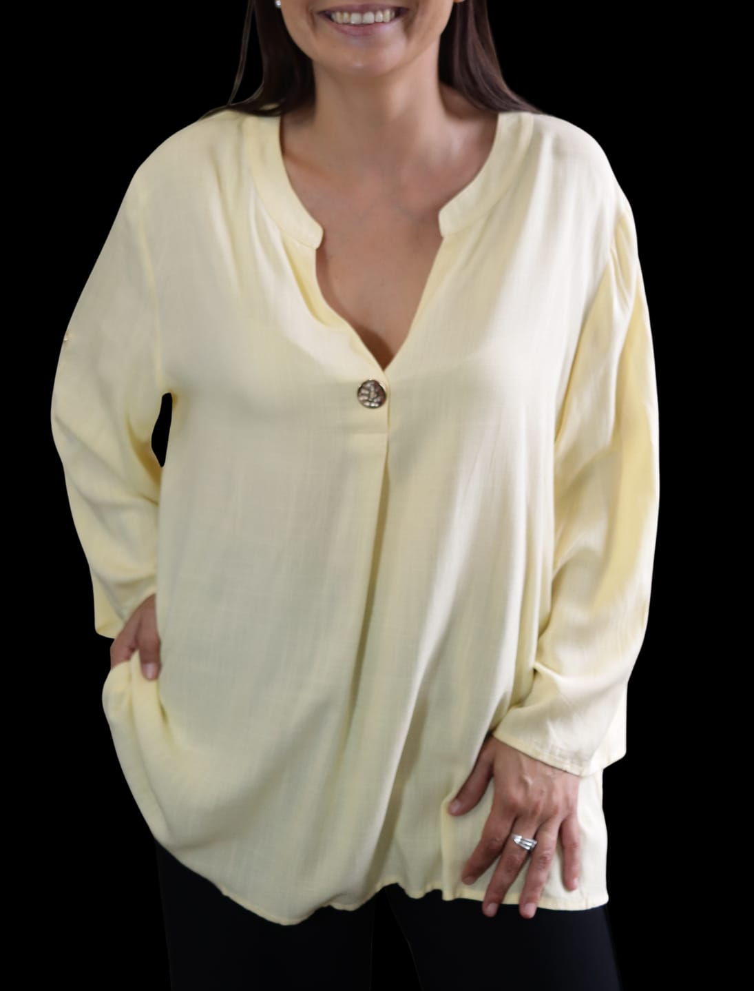 Blusa Lino botón dorado