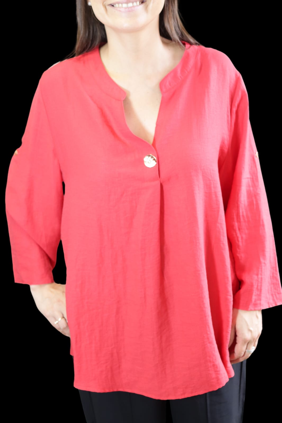 Blusa Lino botón dorado