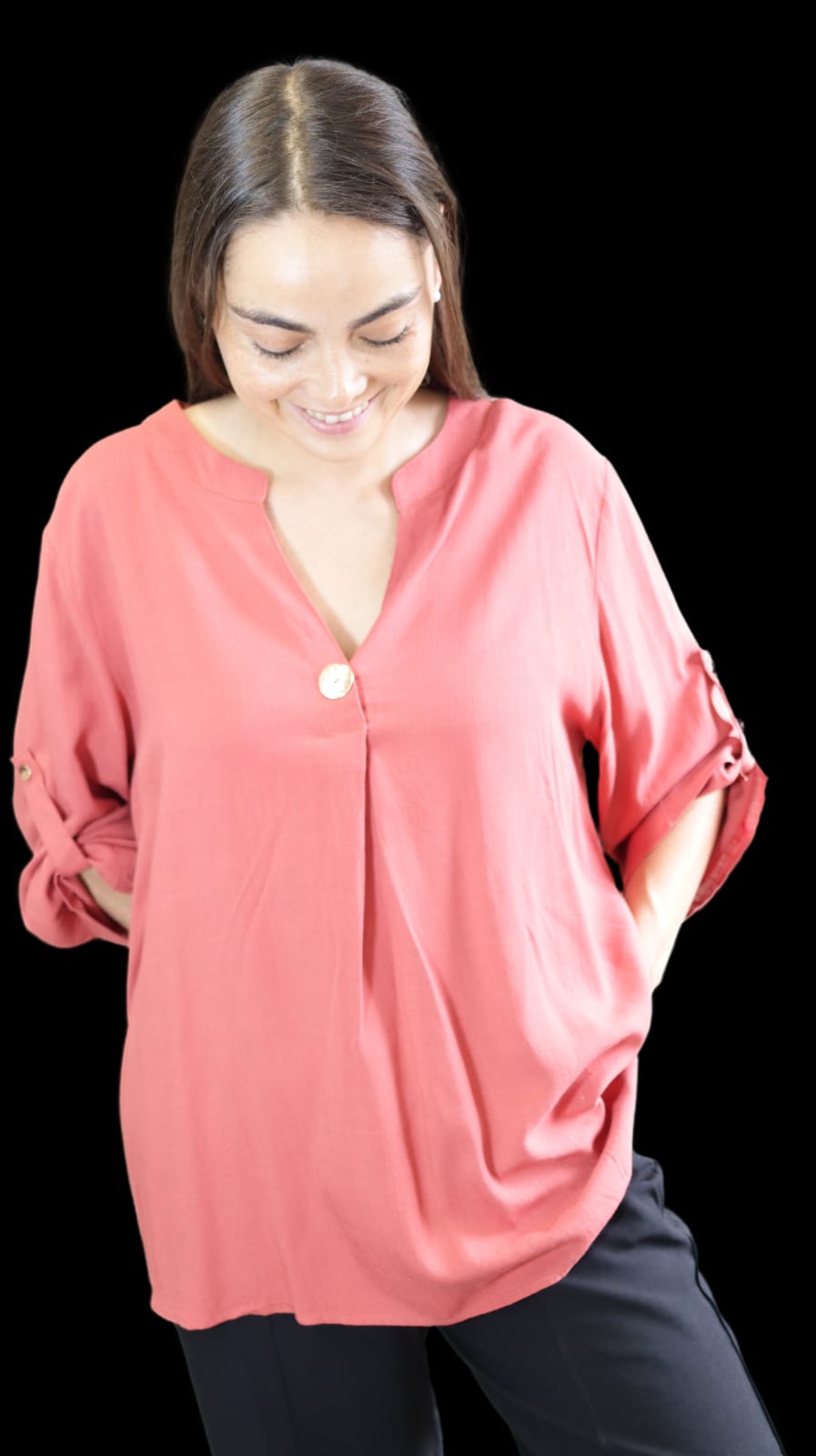 Blusa Lino botón dorado