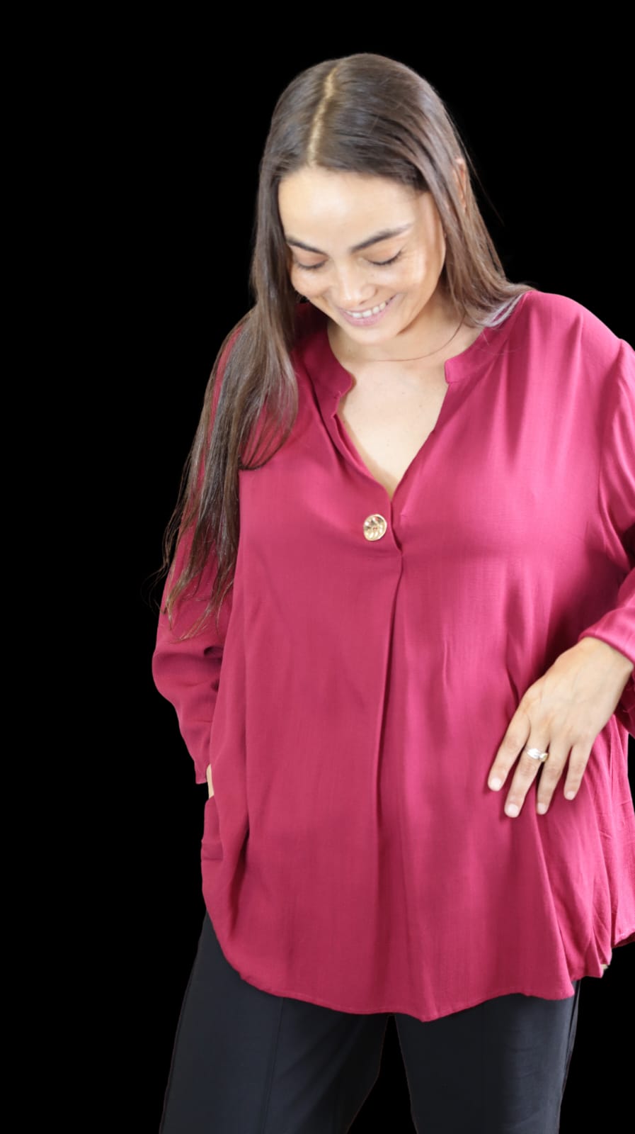 Blusa Lino botón dorado